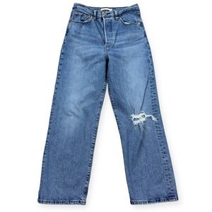 Y2K Levi's Jeans Size 26x26 Blue Button Fly Ribcage Straight Leg Distressed